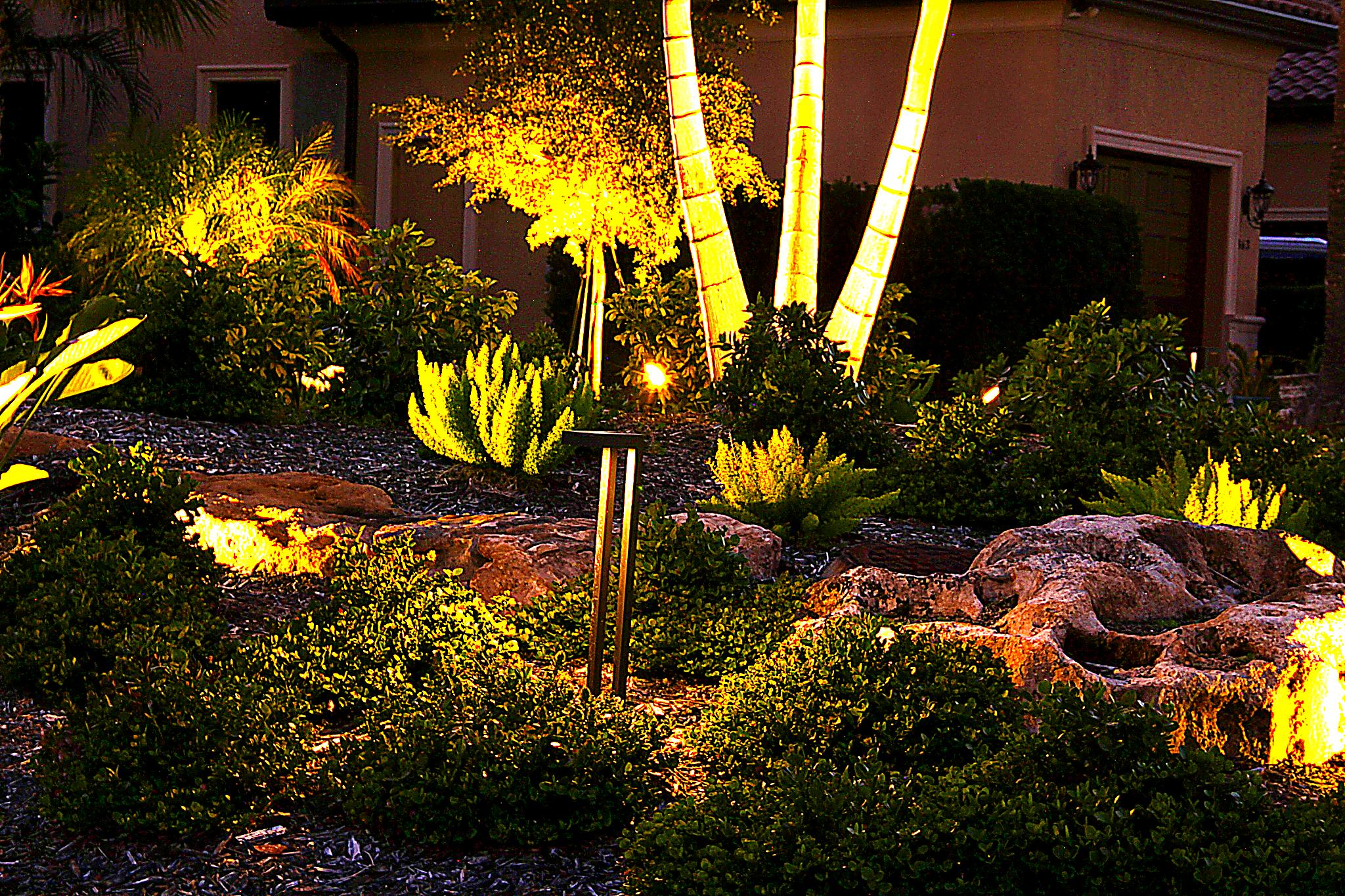 Beautifully lit walkway and entrance of luxury home